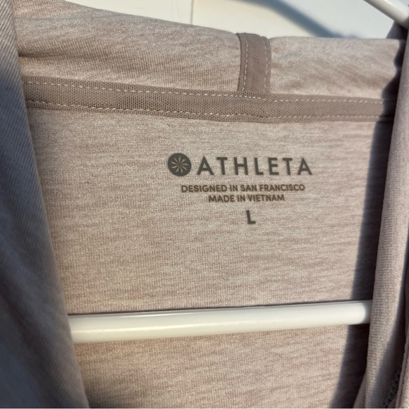 Athleta Uptempo Hoodie Pink Size Large Heathered Athleasure Pullover - Picture 6 of 10